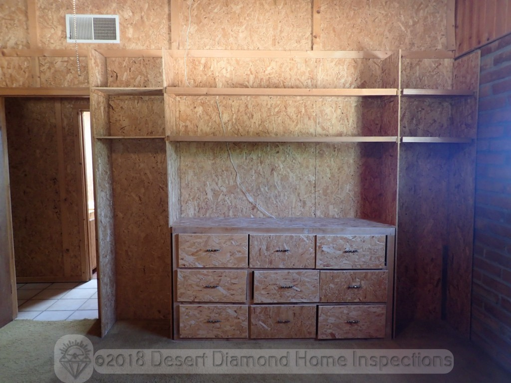Not only were many of the walls covered in OSB, they even built a dresser out of OSB!