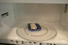 Opened the microwave to test it in this vacant home I was inspecting, and found this petrified abandoned burrito. Thanks, but I brought my own snack...