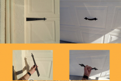 Apparently the garage door looked too boring, so they put fake hinges and handles on it.