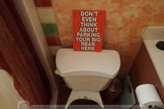 No loitering tolerated in this bathroom
