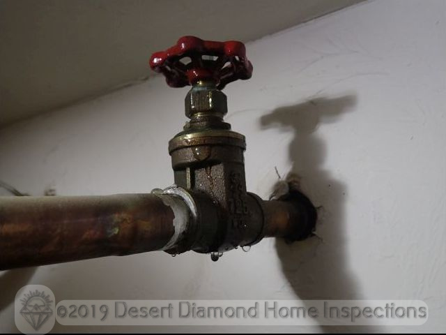 Leaking gate valve at water heater supply